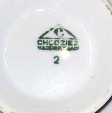 Reference screenshot of the Vintage Chodzież pink Moss Rose porcelain lidded sugar bowl with gold trim