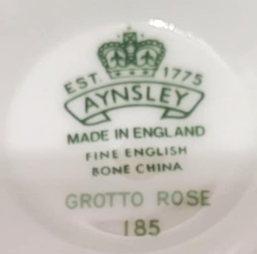 Aynsley Grotto Rose 185 tea cup and saucer England backstamp