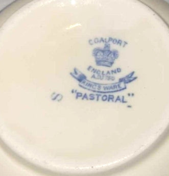 Coalport Kings Ware “Pastoral” Antique Blue Transferware Sugar Bowl c.1920s