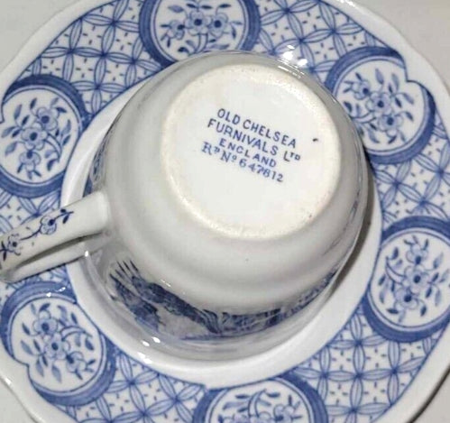 Furnivals Old Chelsea Blue Demitasse Coffee Cup & Saucer No. 647812