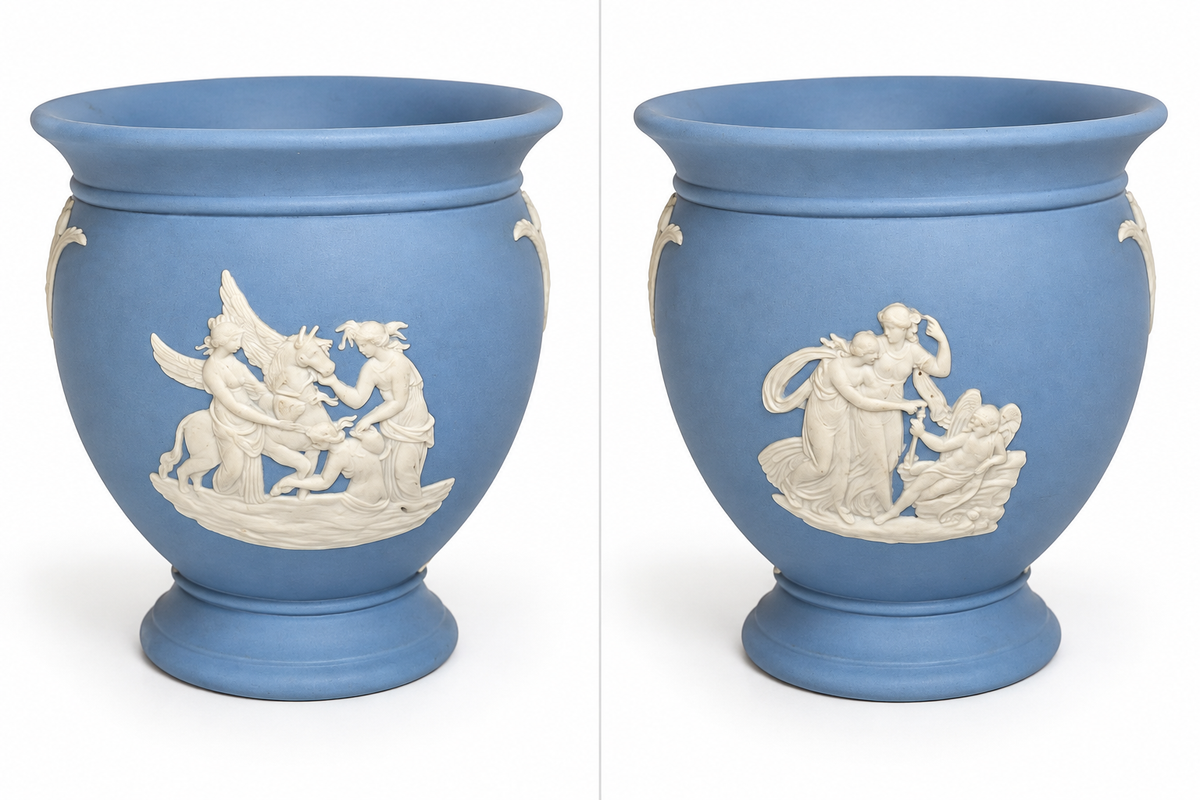 Vintage Wedgwood Blue Jasperware Classical Urn Vase – 4 Inch