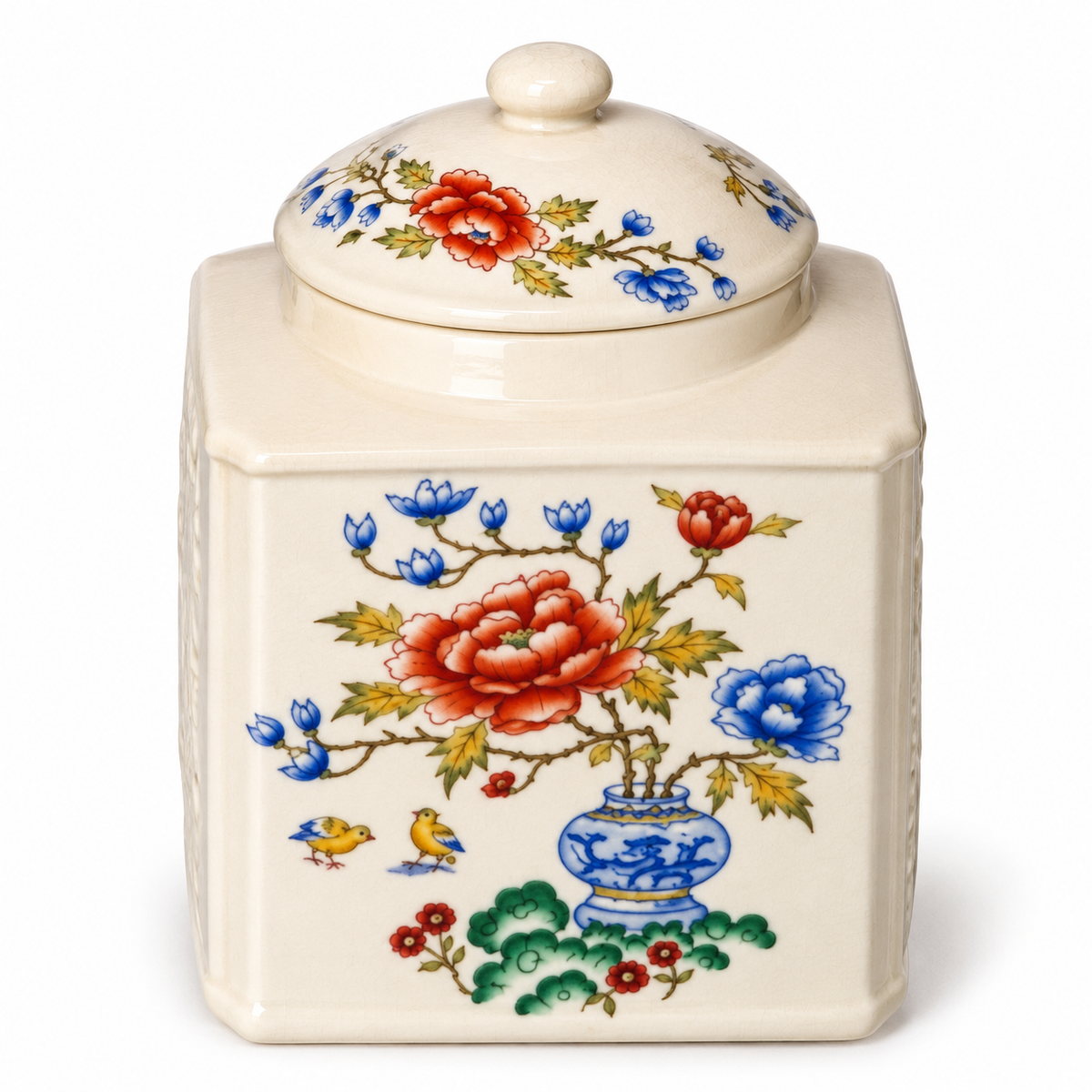 Mason’s Chinese Peony Ironstone Lidded Sugar Jar, Made in England