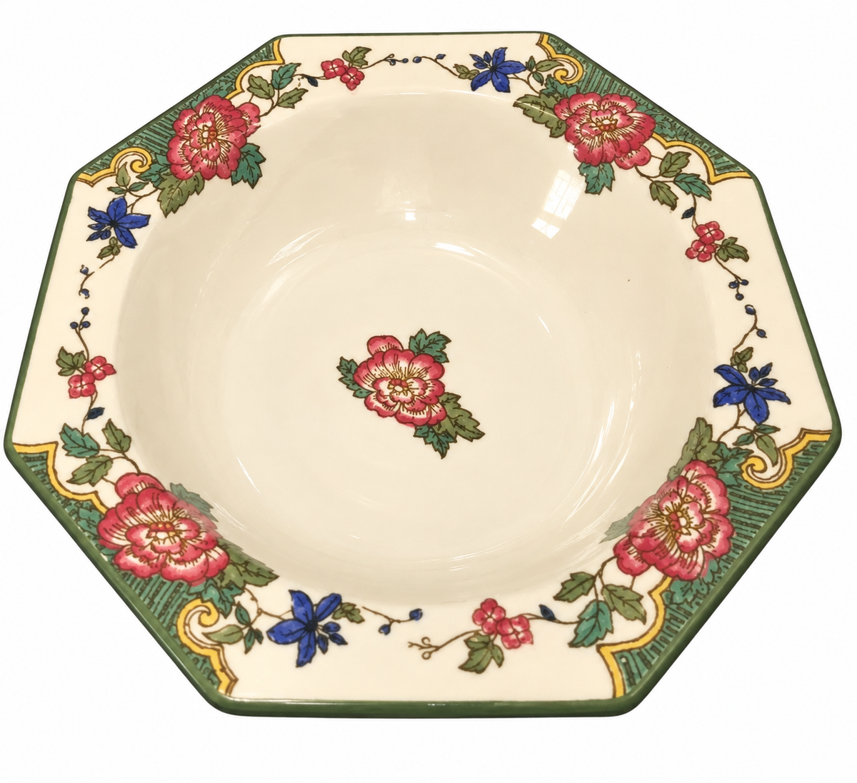 Vintage Royal Doulton Octagonal Floral Serving Bowl – 9 Inch