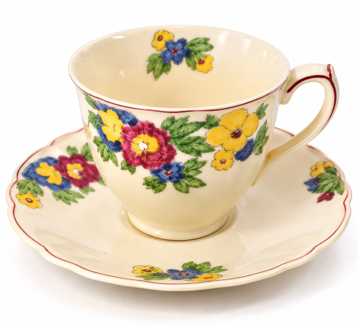 Vintage Royal Doulton Minden D5334 Floral Tea Cup and Saucer 1930s England