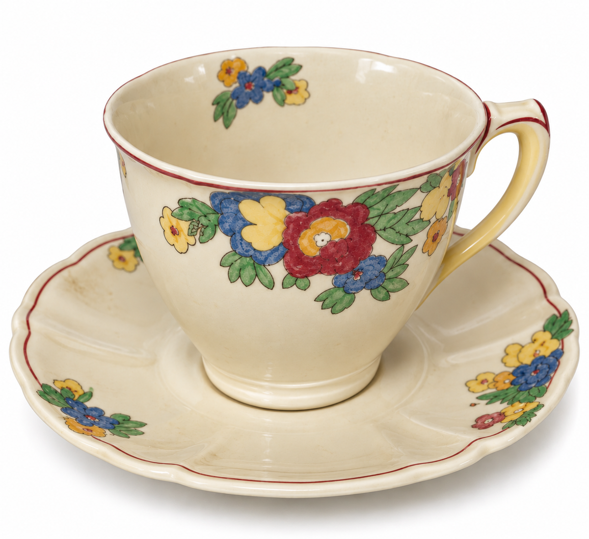 Vintage Royal Doulton Minden D5334 Floral Breakfast Cup and Saucer 1930s England