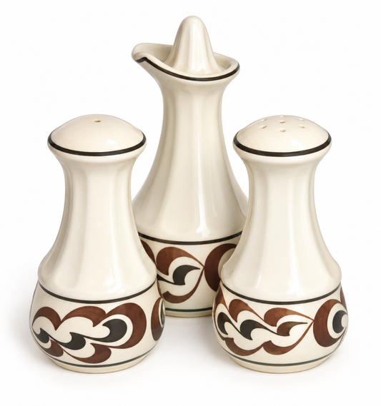 E. Radford Hand-Painted Vintage 3-Piece Cruet Set – Salt, Pepper & Vinegar