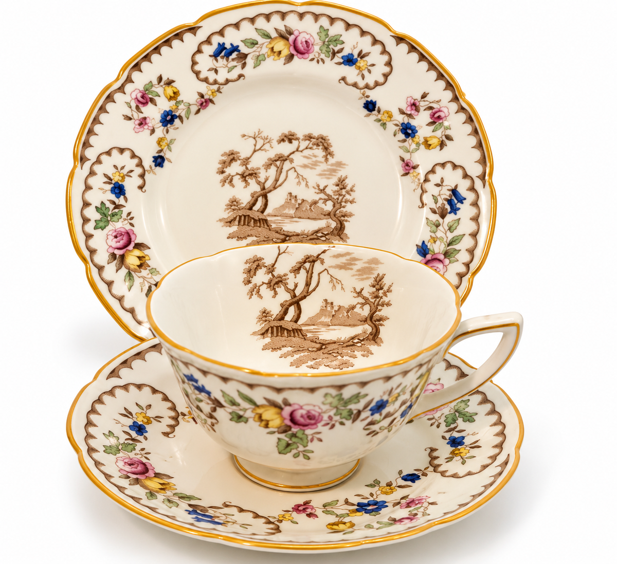 Royal Doulton The Beaufort Vintage Footed Tea Trio