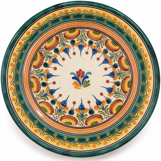 Vintage Hernandez Puebla Mexico Hand-Painted Talavera-Style Wall Plate – 13"