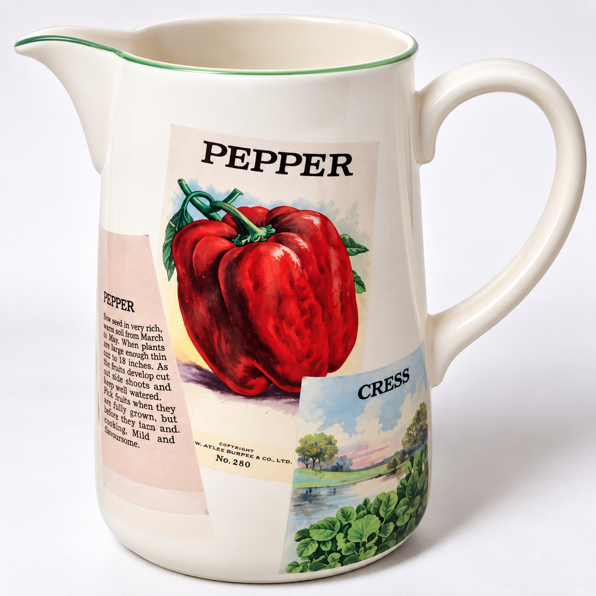 Vintage Poole Pottery Seed Packets Pepper Large Jug – 7.25"