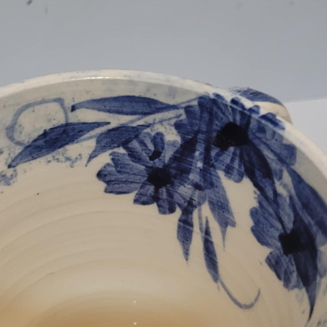 2 Gwili Welsh studio Pottery handthrown decorated blue butterfly mugs