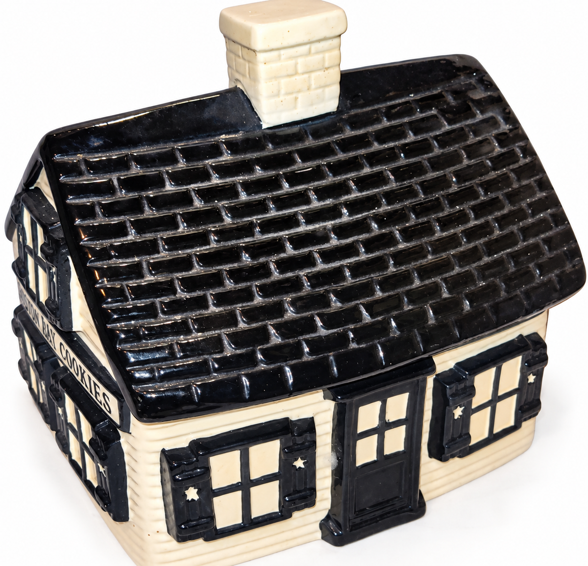 Vintage Boston Bay Cookies Cottage Ceramic Biscuit Jar