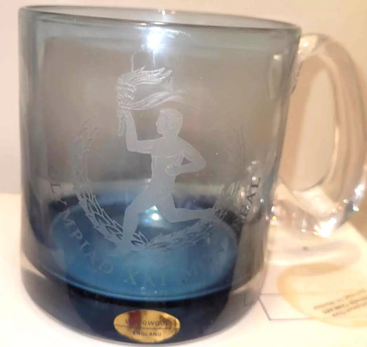 WEDGWOOD BLUE GLASS COMMEMORATIVE TANKARD OLYMPIAD XXI MONTREAL 1976 boxed