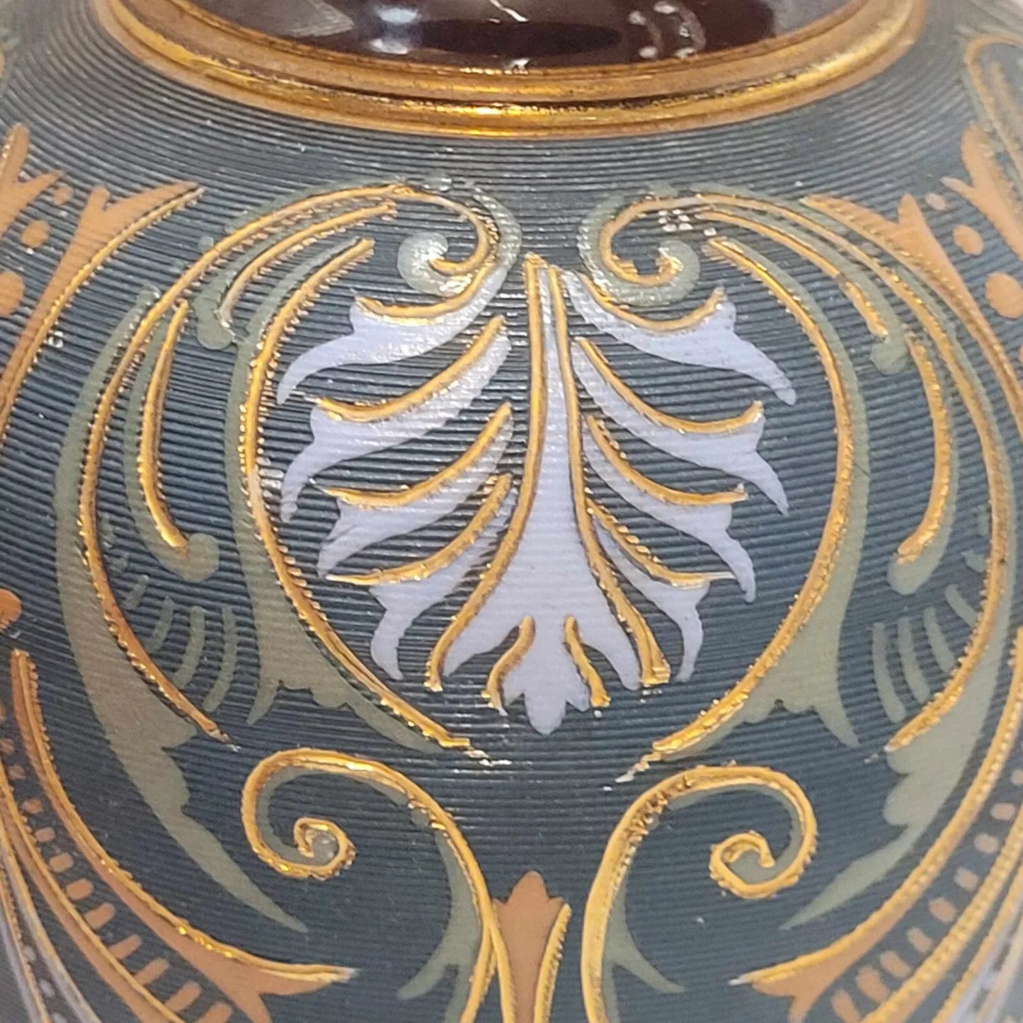 Victorian Doulton Lambeth baluster Vase green teal gold 8'' c1890