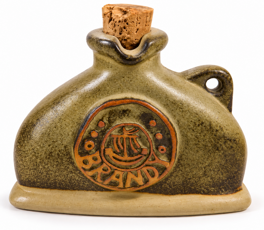 Vintage Tremar Pottery Celtic Stoneware Brandy Flask with Cork Stopper